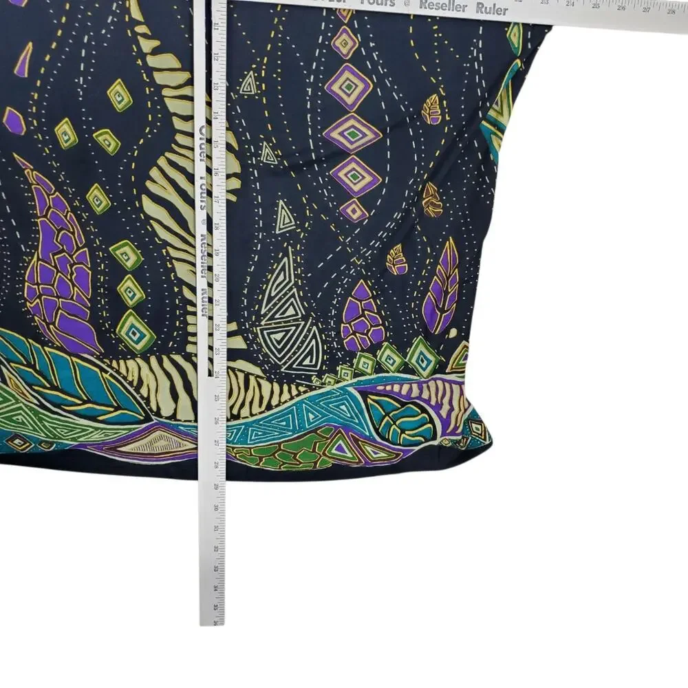 NEW Parsley & Sage Open Front Geometric Print Cardigan Black Multi Artsy L/XL